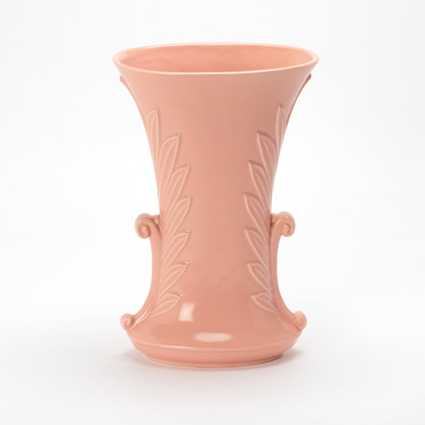 LEAFY ART DECO STYLE PINK CERAMIC ABINGDON VASE, 1950s (sold out)