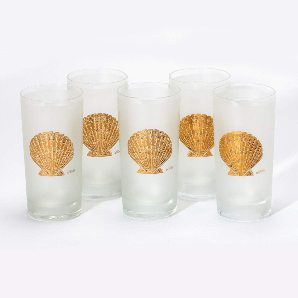 FROSTED GLASS AND GILT SHELL GLASSES